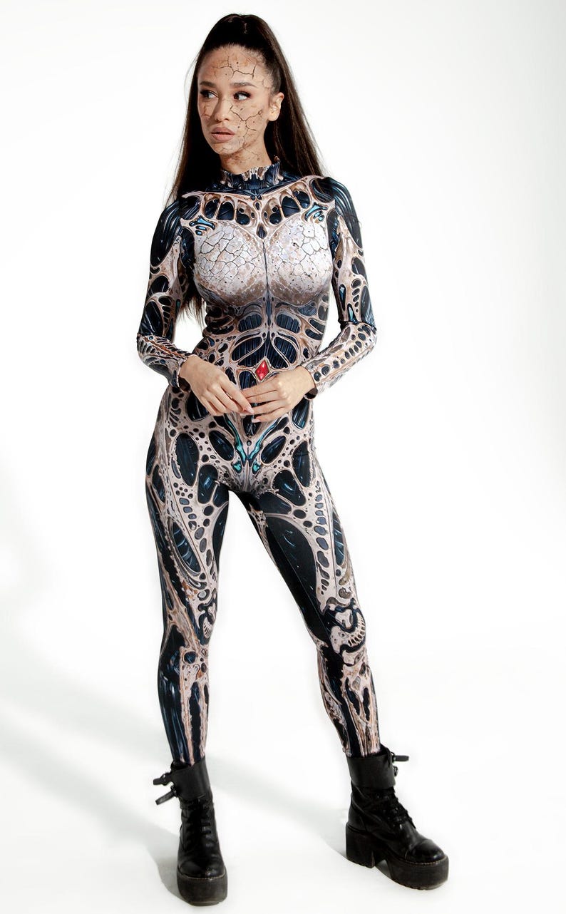 Alien Creature Skeleton Costume Women – Adult Halloween Costume, Gothic ...