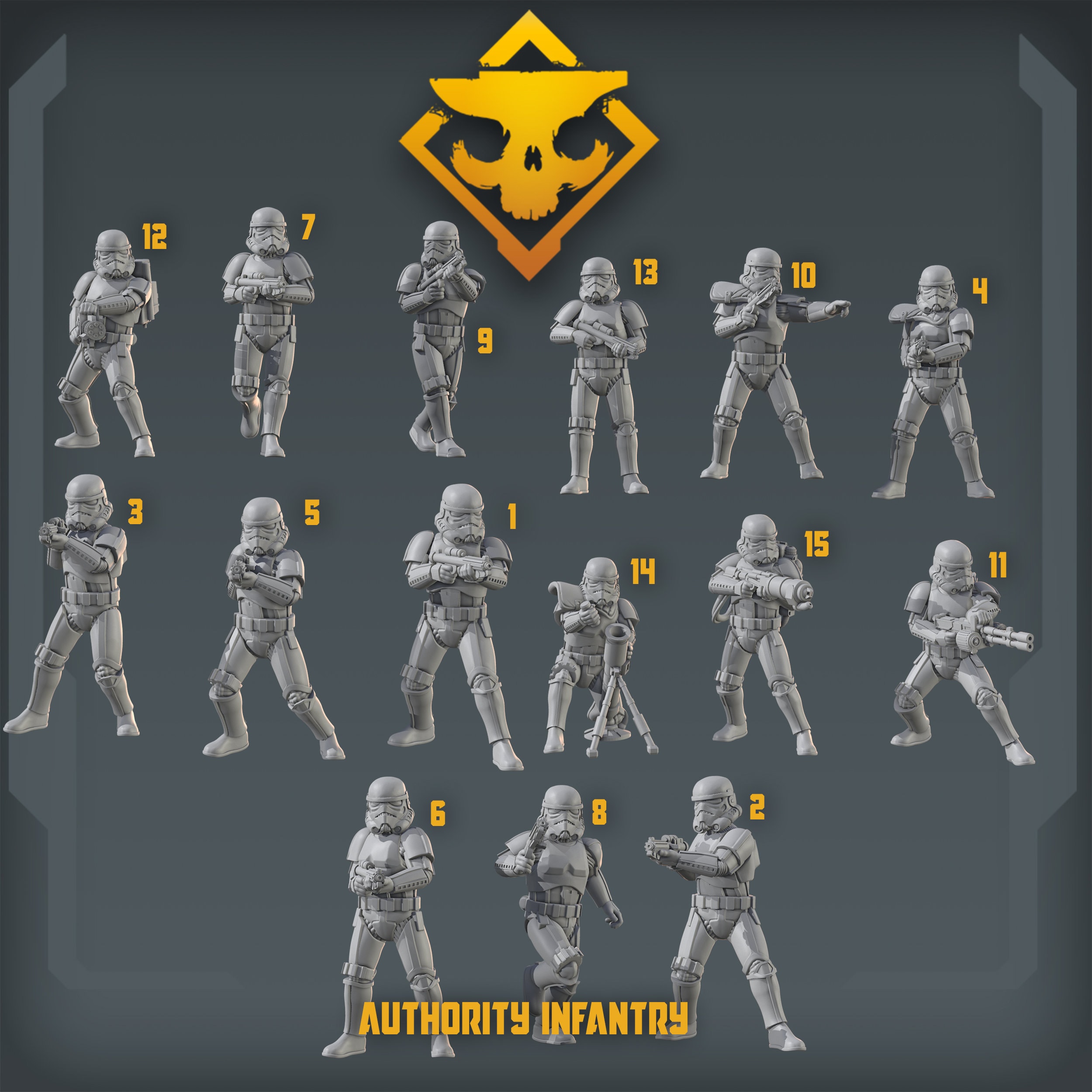 Authority Troopers - (Model Pack x15) - Legion compatible - 32mm scale | Skullforge