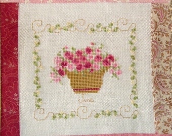 June Birthday Rose Bouquet Cross Stitch PDF Pattern