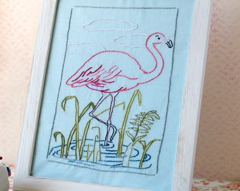 Flamingo Bird Hand Embroidery PDF Pattern