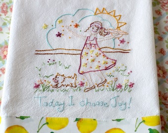 Dog Girl Embroidery Today I Choose Joy PDF Pattern Instant Download