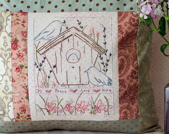 Bluebird Birdhouse Hand Embroidery Pattern PDF Instant Download