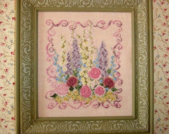 Pink Roses Cross Stitch Pattern English Flower Cottage Garden