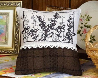 Black Wildflowers Cross Stitch PDF Pattern