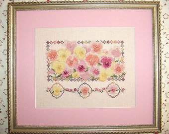 Pink Pansy Flowers Cross Stitch Pattern Spring Garden