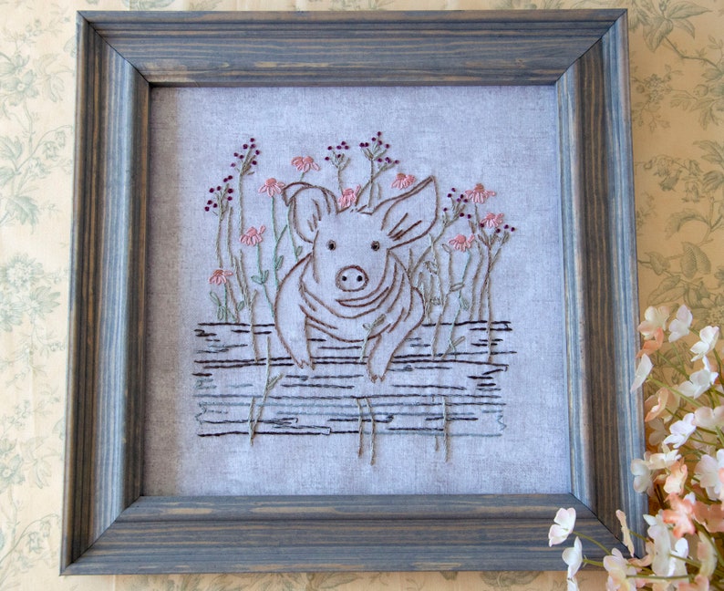 Pig hand embroidery pdf nwcvq instant download farm animal  etsy Pig hand embroidery pdf nwcvq instant download farm animal  etsy