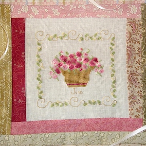June Birthday Rose Bouquet Cross Stitch PDF Pattern
