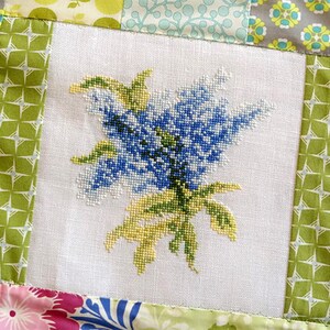Blue Lilac Flower Bouquet Cross Stitch Pattern Needlework
