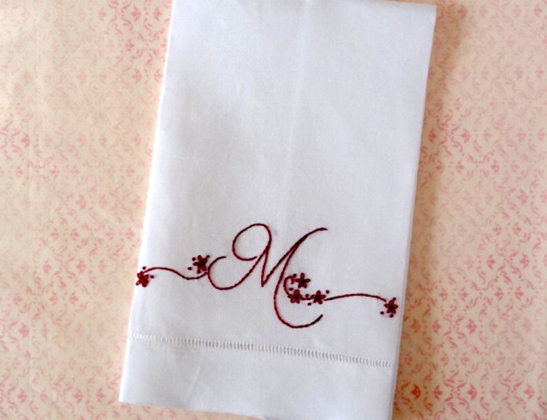 Redwork Monogram Tea Towel Hand Embroidery Kit Etsy