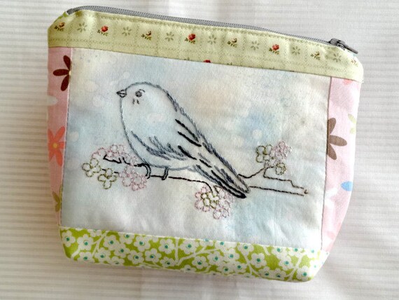 Chickadee Bird Embroidery Zip Pouch Pattern Instant Digital - Etsy