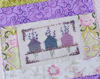 Lavendel bloemen kruissteek pdf-patroon Cottage Houses Neighborhood