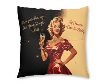 Retro Adult Sarcasm Tufted Floor Pillow : Going Straight to Hell