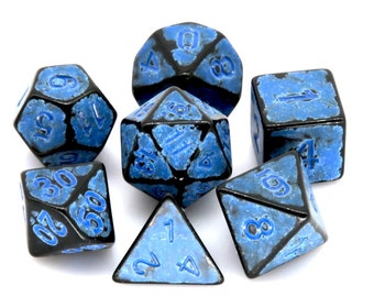 Graffiti Blue DnD Dice Set | Dungeons and Dragons | 7 Dice RPG Polyhedral Set d20