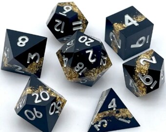 Gold Vein Resin DnD Dice Set | Poly RPG DnD Dungeons Dragons AD&D Pathfinder d20