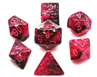 Strahlendes Rot DnD Würfel Set | Poly RPG D&D Dungeons Drachen AD&D Pathfinder d20