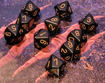 Black/Gold 10d10 Dice Set | Vampire WoD Dice Set |d10 | World of Darkness Dice | DnD Dice Set