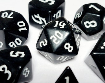 White Orcish Script DnD Dice Set | Dungeons and Dragons | 7 Dice RPG Polyhedral Set