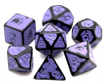 Graffiti Purple DnD Dice Set | Dungeons and Dragons | 7 Dice RPG Polyhedral Set d20