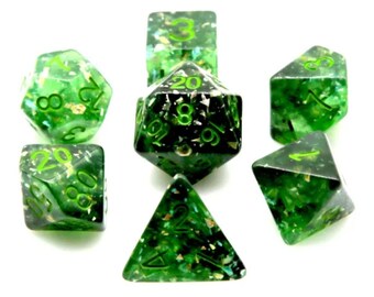 Conjunto de dados DnD verde brillante / Poly RPG DnD Dungeons Dragons AD&D Pathfinder d20