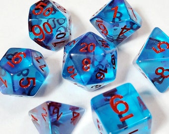 Blauer Teufel DnD Würfel Set | Dungeons and Dragons | 7 Würfel-Rollenspiel Polyedrischen Set