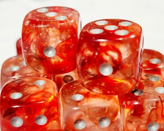 Red Silver 12d6 DnD Dice Set | Dungeons & Dragons | 12 Six-Sided RPG d6 Dice
