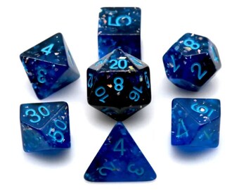 Conjunto de dados DnD azul brillante / Poly RPG DnD Dungeons Dragons AD&D Pathfinder d20