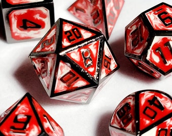 Blutbank Metall DnD Würfel Set | Dungeons and Dragons | 7 Würfel Rollenspiel Polyedrischen Set d20