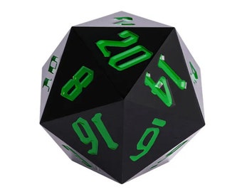 Black/Green Titan 55mm Jumbo d20 | Dungeons and Dragons | Colossal Dice Set| DnD Dice | DnD Dice Set Polyhedral 5E DND Dungeons Dragons