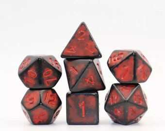 Graffiti Red DnD Dice Set | Dungeons and Dragons | 7 Dice RPG Polyhedral Set d20