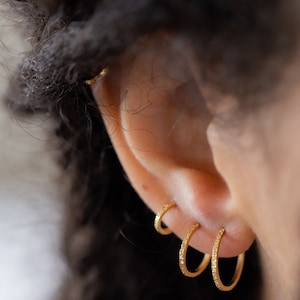 Unique Handmade Hoop Earring | Diamond Dusted Huggie Hoop Earrings | Huggie Earring | Minimalist Earring | Sterling Silver | Gold