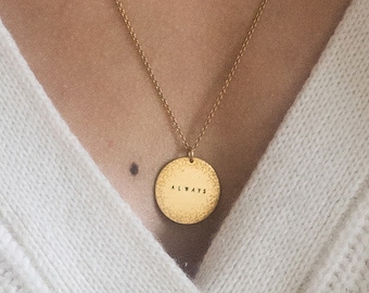 Personalized Disc Necklace | Small Coin Necklace | Circle Necklace | Handmade Hand Stamped Minimalist Necklace | Sterling Silver | Gold