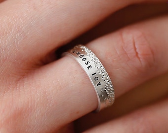 Personalized Inspirational Ring | Grand Remembrance inspiRING | Message Handmade Hand stamped Ring | Cigar Band Rings | Sterling Silver