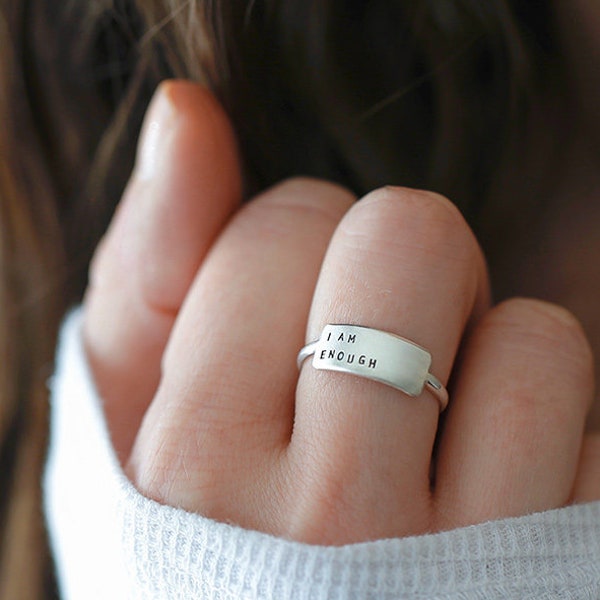 Personalized Statement Ring | Cherished InspiRING | Inspirational | Minimalist Ring | Sterling Silver