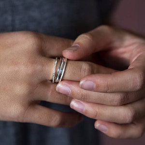 Handmade Minimalist Ring Diamond Dusted Petite Stacker Delicate Ring Perfect for Stacking Rings Midi Ring Sterling Silver Gold image 2