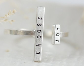 Adjustable Ring | Double Adjustable inspiRING | Inspirational Quote Ring | Handmade Hand Stamped Ring | Sterling Silver