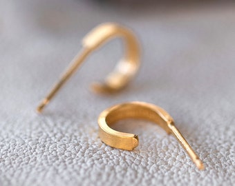 Unique Handmade Hoop Earring | Bold Huggie Hoops | Huggie Earrings | Minimalist Earring | Sterling Silver | Gold