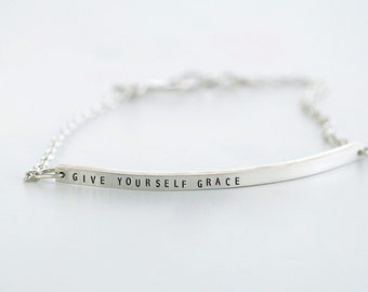 Inspirational Linked Bracelet | Ballet Inspiracelet | Handmade Hand Stamped Minimalist Bracelet | Narrow | Sterling Silver | Gold