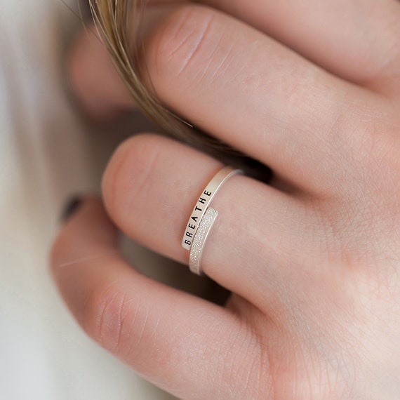 Adjustable Ring Embraced Inspiring Inspirational Quote Ring Handmade Hand  Stamped Minimalist Ring Sterling Silver 