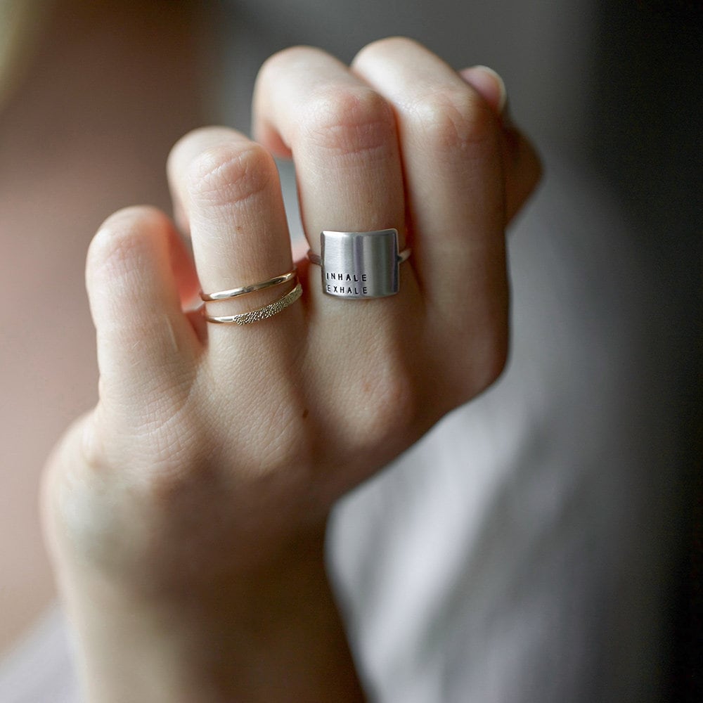 Personalized Inspirational Ring Hand Stamped Wide Inspiring Unique