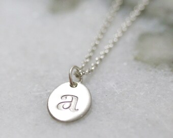 Initial Necklace | Mini Oval Necklace | Hand Stamped Necklace | Handmade Dainty Necklace | Sterling Silver | Gold