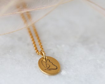 Oval Pendant Necklace | Butterfly Mini Oval Necklace | Handmade Hand Stamped Minimalist Necklace | Sterling Silver | Gold