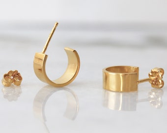 Unique Handmade Hoop Earring | Grand Huggie Hoops | Huggie Earrings | Minimalist Earring | Sterling Silver | Gold