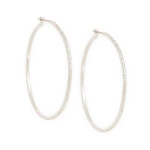 Hoop Earrings Diamond Dusted Hoop Earrings Large Medium Delicate Earrings Sterling Silver Gold image 4