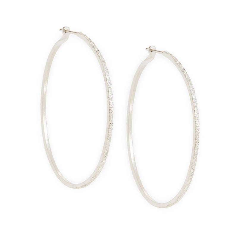 Hoop Earrings Diamond Dusted Hoop Earrings Large Medium Delicate Earrings Sterling Silver Gold image 4