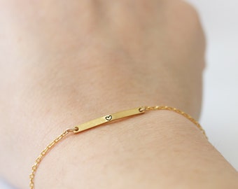 Inspirational Linked Bracelet | Horizon Bracelet | Handmade Hand Stamped Minimalist Bracelet | Narrow | Sterling Silver | Gold