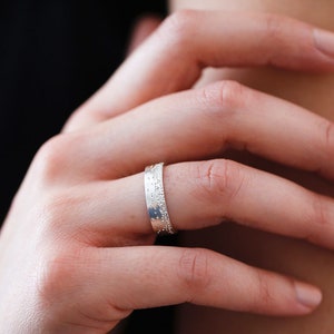 Sparkly Ring | Grand Diamond Dusted Ring | Handmade Ring | Cigar Band Rings | Sterling Silver