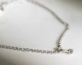Diamond Solitaire Bracelet | Diamond Fleck Bracelet | Delicate Chain Bracelet | Handmade | Sterling Silver | Gold