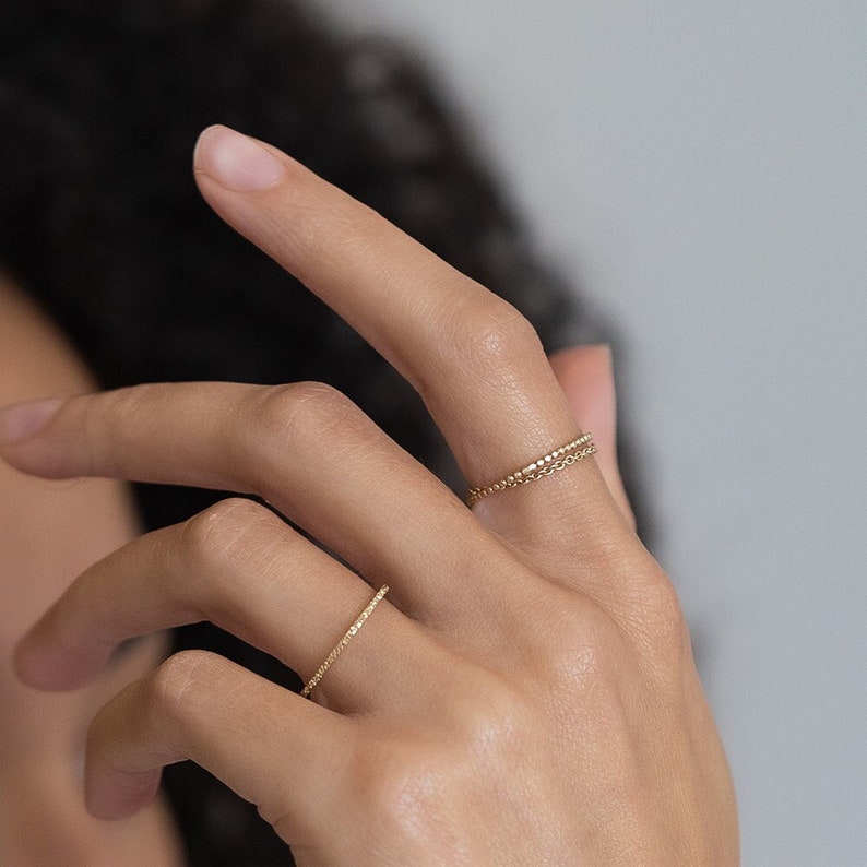 Handmade Minimalist Ring Diamond Dusted Petite Stacker Delicate Ring Perfect for Stacking Rings Midi Ring Sterling Silver Gold image 1