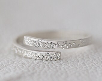 Adjustable Ring | Diamond Dusted Embraced Ring | Dainty Ring | Delicate Ring | Stacking Rings | Midi Ring | Sterling Silver