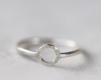 Unique Handmade Statement Ring | Diamond Dusted Karma Ring | Stacking Ring |Dainty Ring | Sterling Silver